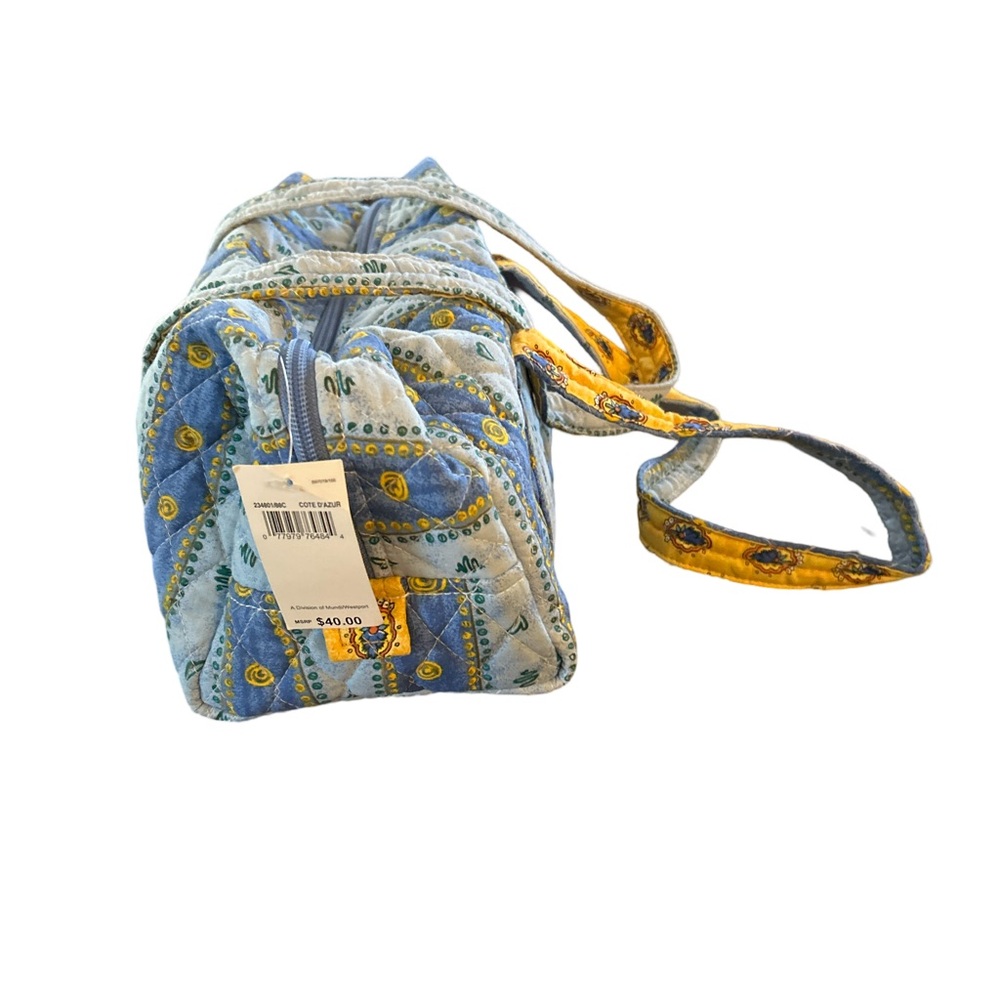 NWT Lily Waters QUILTED PAISLEY Travel Duffel Tote Bag Blue Yellow 13" - Picture 4 of 9